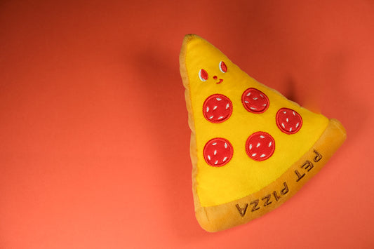 Squeaky pizza plush toy