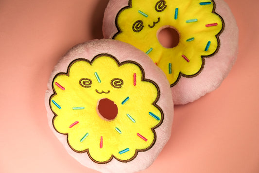 Doughnut squeaky plush toy
