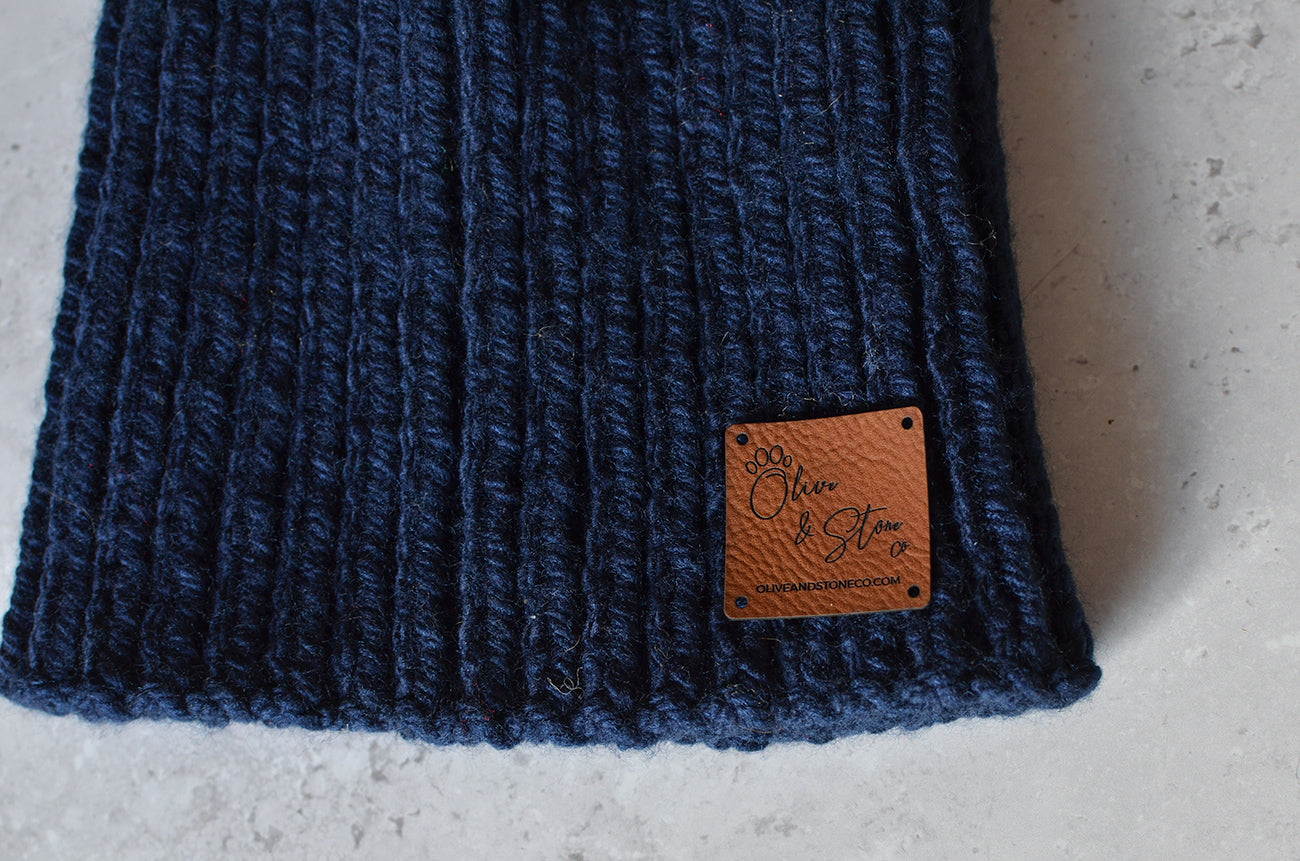 Hand Knitted Dog Snood - Navy Blue