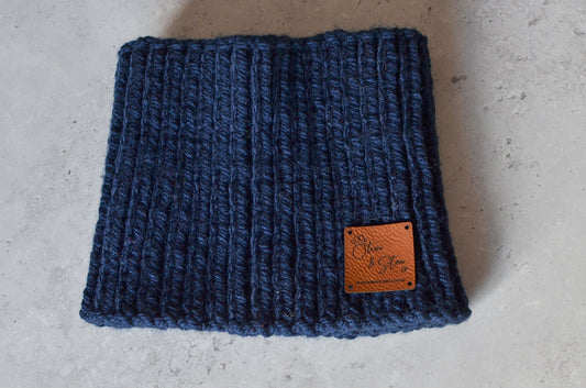 Hand Knitted Dog Snood - Navy Blue