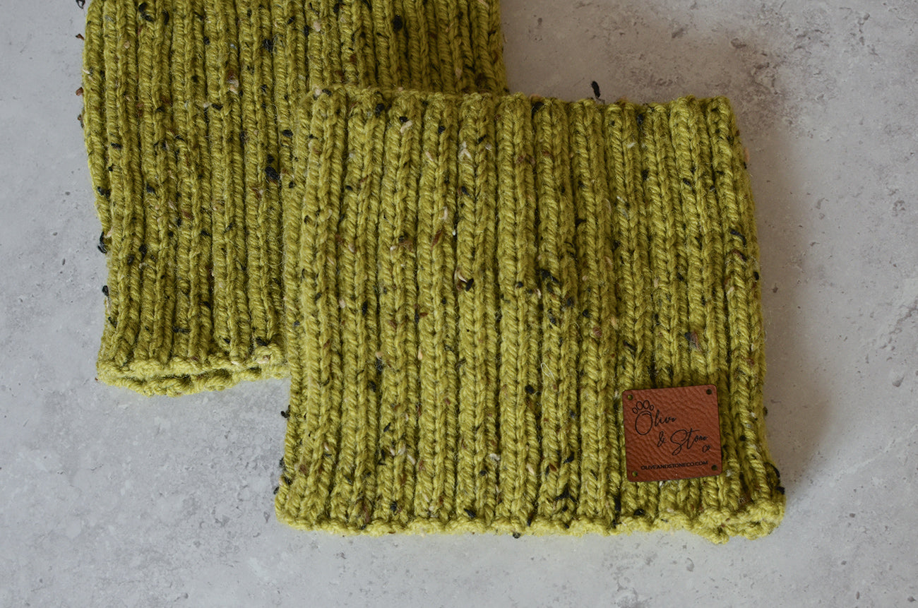 Hand Knitted Dog Snood - Green Fleck